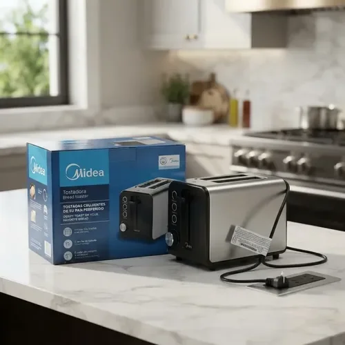 Tostadora Midea Bt-mm2xar1 Negro Con Inox Inoxidable