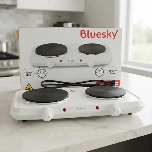 Anafe Eléctrico Bluesky 2 Hornallas Portátil 1500 - 1000w Blanca