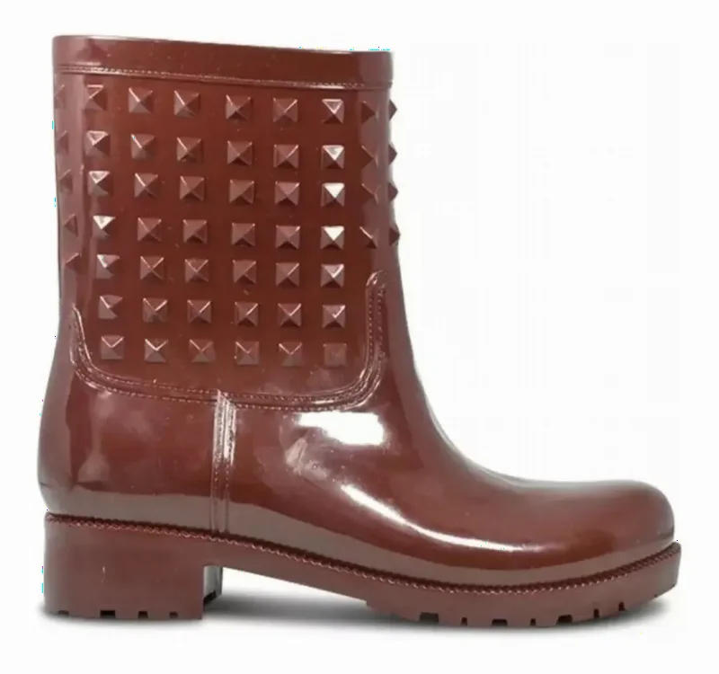 Bota de Lluvia Mujer Corta con Tachas